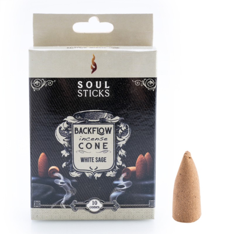 Soul Sticks White Sage Backflow Incense Cone - Set of 10
