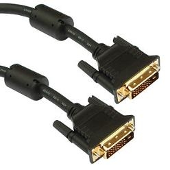 DVI-D Dual Link M-M Cable Gold Plated 1.5m OEM Pack Black