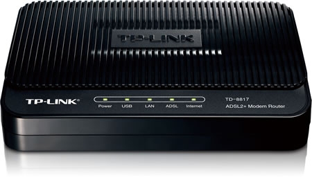TP-Link Single Ethernet/USB ADSL2+ router with bridge and NAT router, Trendchip, with ADSL splitter